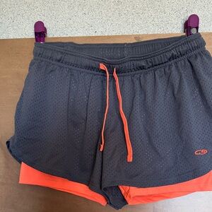 Champion Grey Mesh Athletic Shorts with Coral Liner and Drawstring